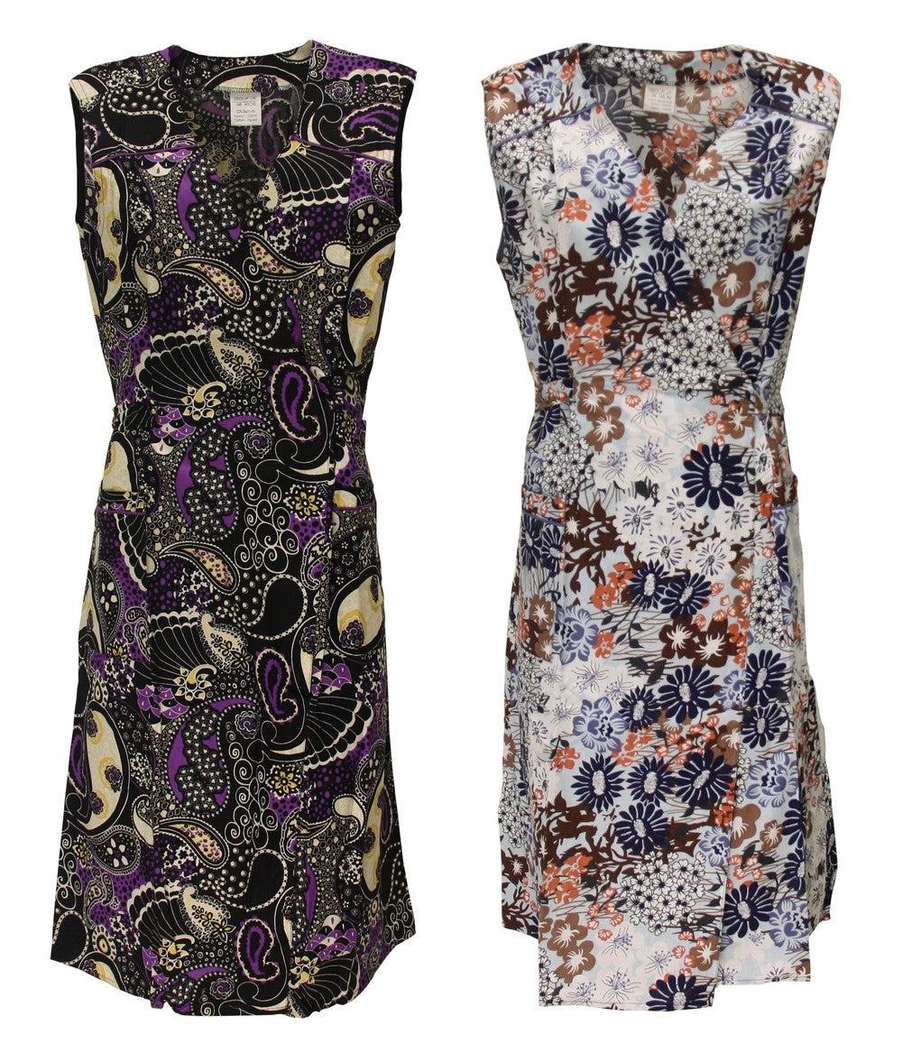Wickelkleid Wickelkittel Kittel Schürze Hauskleid Wickelschürze Baumwolle