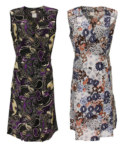 Wickelkleid Wickelkittel Kittel Schürze Hauskleid Wickelschürze Baumwolle