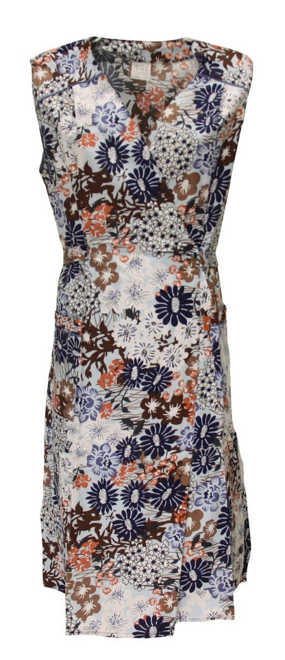 Wickelkleid Wickelkittel Kittel Schürze Hauskleid Wickelschürze Baumwolle