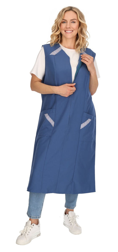 Reißverschlusskittel RV Kittel Hauskleid Schürze Kochschürze