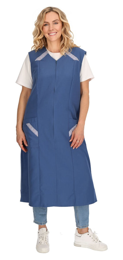 Reißverschlusskittel RV Kittel Hauskleid Schürze Kochschürze