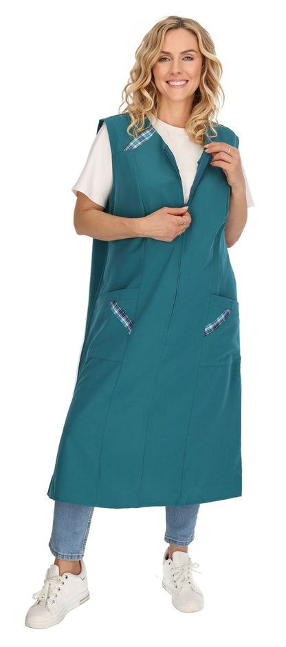 Reißverschlusskittel RV Kittel Hauskleid Schürze Kochschürze