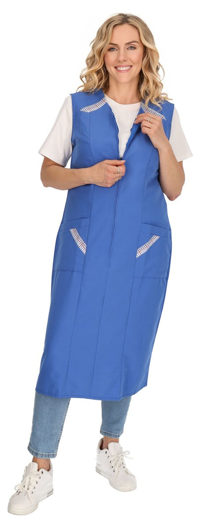 Reißverschlusskittel RV Kittel Hauskleid Schürze Kochschürze