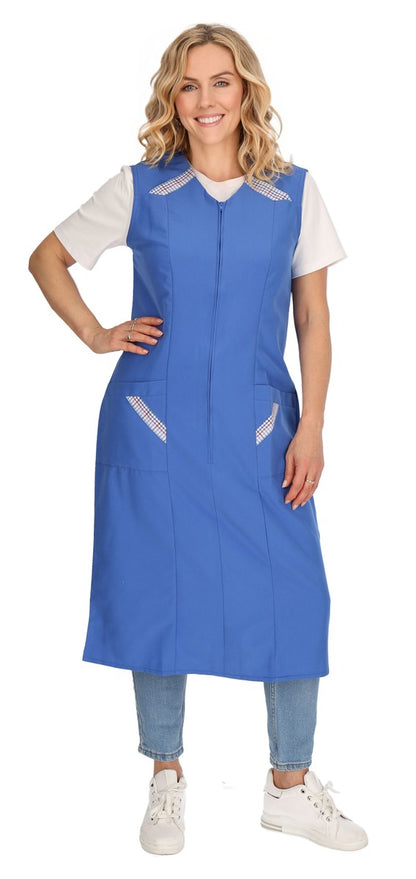 Reißverschlusskittel RV Kittel Hauskleid Schürze Kochschürze