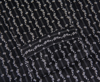 Knopfkittel Baumwolle schwarz mit Muster Hauskleid Kittel Schürze Trauer