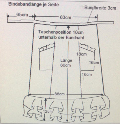 Vorbinder weiß mit Rüsche Halbschürze Vorstecker Bistroschürze