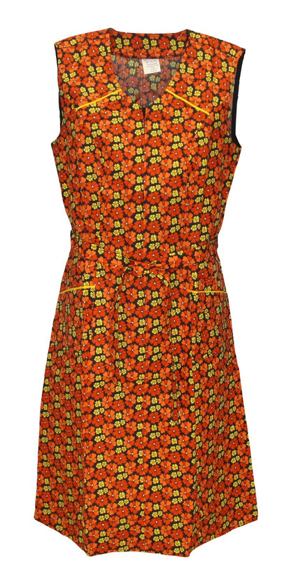 Reißverschlusskittel ohne Arm orange RV Kittel Hauskleid Schürze Kittelschürze
