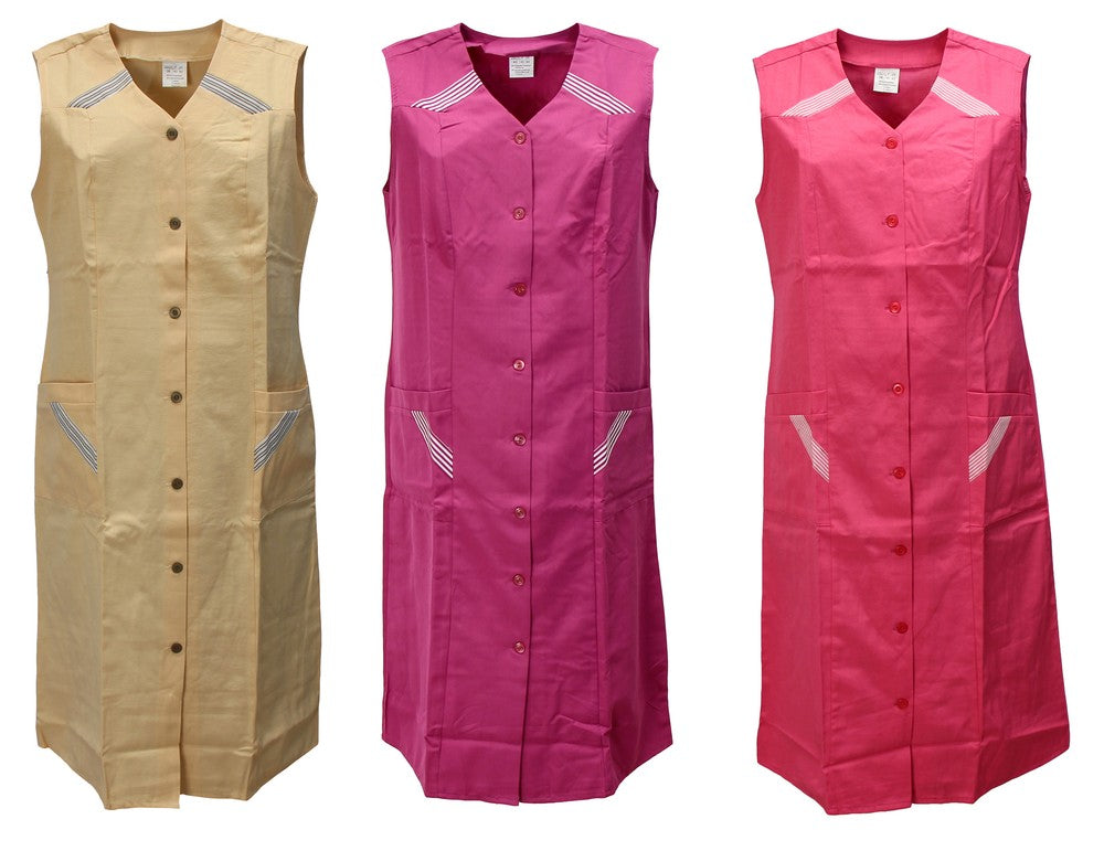 Damen Knopfkittel Kittel Schürze Baumwolle/Polyester Schürze Arbeitskittel