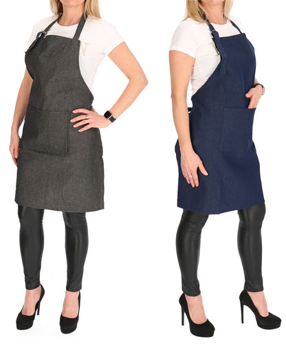 Trägerschürze Jeans blau schwarz Latzschürze Schürze Grillschürze Kochschürze