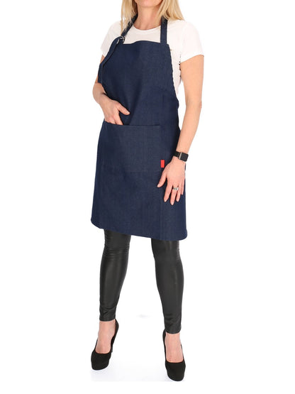 Trägerschürze Jeans blau schwarz Latzschürze Schürze Grillschürze Kochschürze