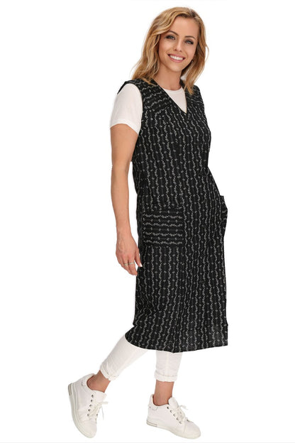 Knopfkittel Baumwolle bunt Kochschürze Hauskleid Kittel Schürze ohne Arm