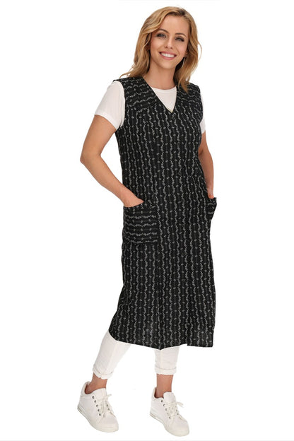 Knopfkittel Baumwolle bunt Kochschürze Hauskleid Kittel Schürze ohne Arm