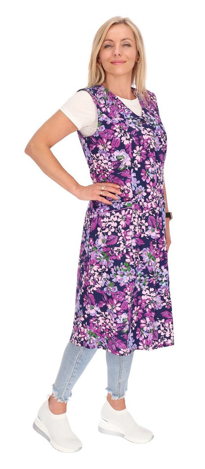 Knopfkittel Baumwolle bunt Kochschürze Hauskleid Kittel Schürze ohne Arm