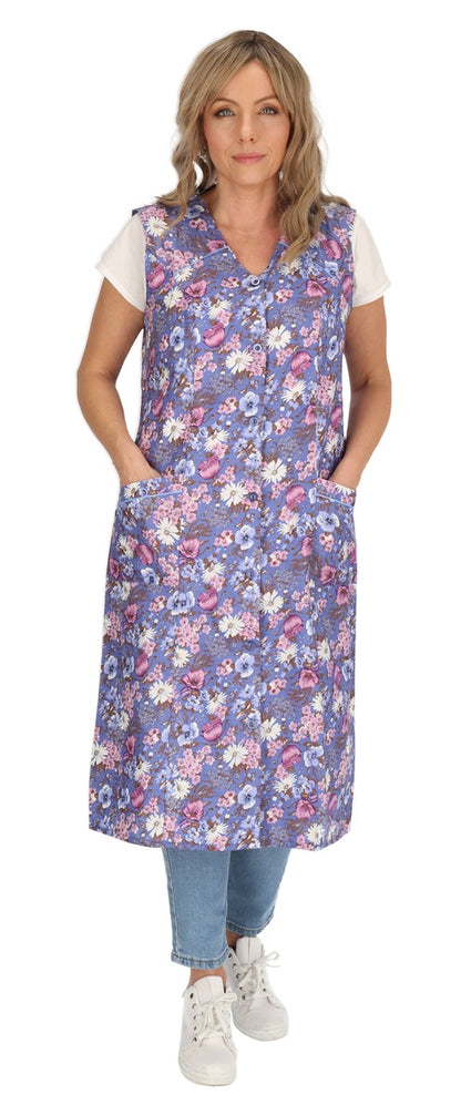 Knopfkittel Baumwolle bunt Kochschürze Hauskleid Kittel Schürze ohne Arm
