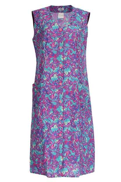 Knopfkittel Baumwolle bunt Kochschürze Hauskleid Kittel Schürze ohne Arm