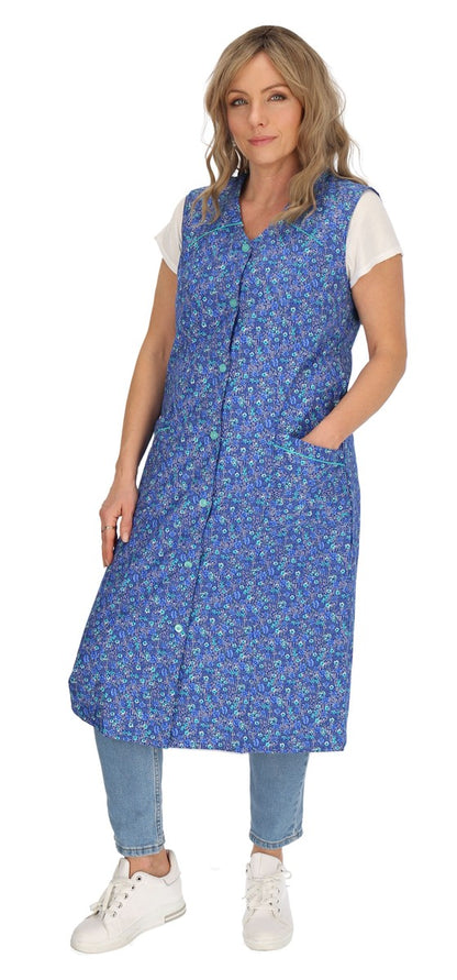 Knopfkittel Baumwolle bunt Kochschürze Hauskleid Kittel Schürze ohne Arm