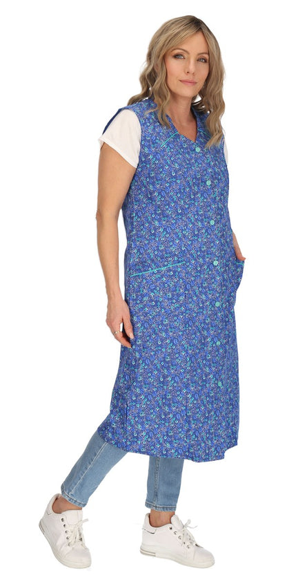 Knopfkittel Baumwolle bunt Kochschürze Hauskleid Kittel Schürze ohne Arm