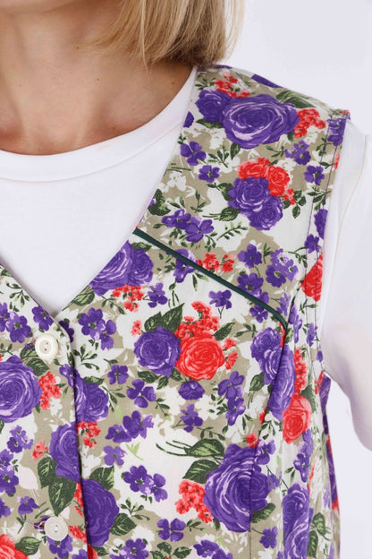 Knopfkittel Baumwolle bunt Kochschürze Hauskleid Kittel Schürze ohne Arm