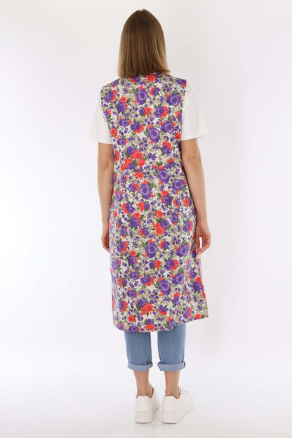 Knopfkittel Baumwolle bunt Kochschürze Hauskleid Kittel Schürze ohne Arm