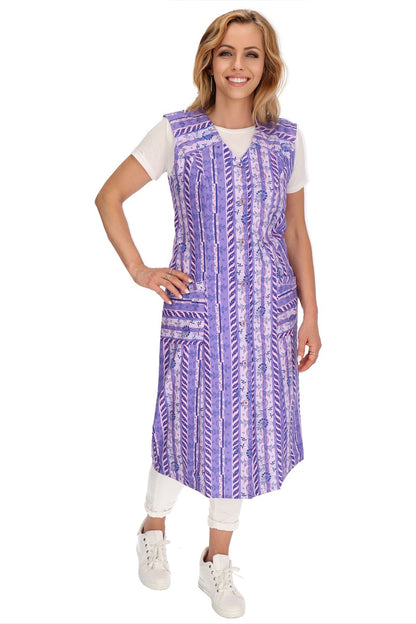 Knopfkittel Baumwolle bunt Kochschürze Hauskleid Kittel Schürze ohne Arm