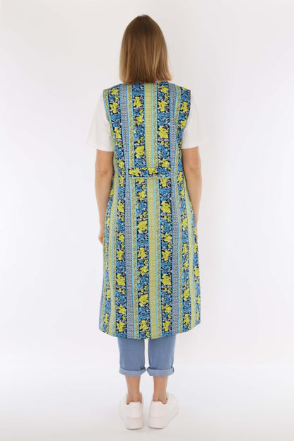 Knopfkittel Baumwolle bunt Kochschürze Hauskleid Kittel Schürze ohne Arm