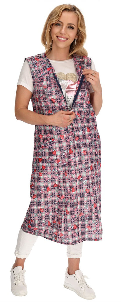 Reißverschluss Kittel RV Hauskleid Baumwolle Schürze Kochschürze