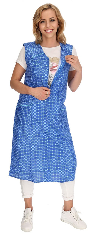Reißverschluss Kittel RV Hauskleid Baumwolle Schürze Kochschürze