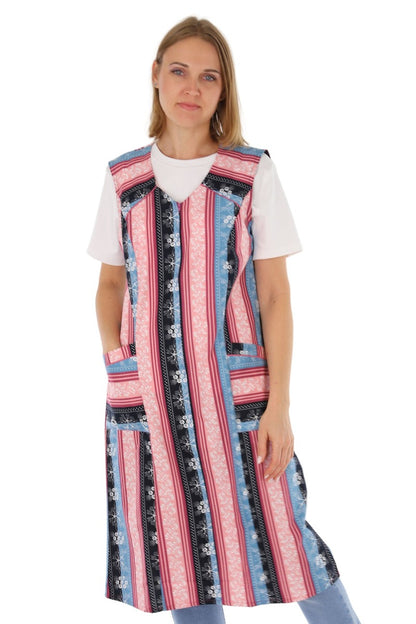 Reißverschluss Kittel RV Hauskleid Baumwolle Schürze Kochschürze