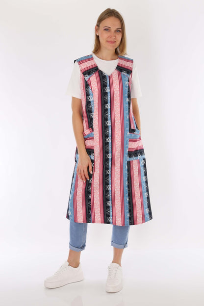 Reißverschluss Kittel RV Hauskleid Baumwolle Schürze Kochschürze