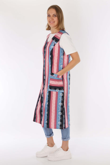 Reißverschluss Kittel RV Hauskleid Baumwolle Schürze Kochschürze