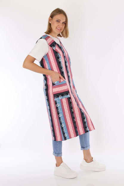 Reißverschluss Kittel RV Hauskleid Baumwolle Schürze Kochschürze