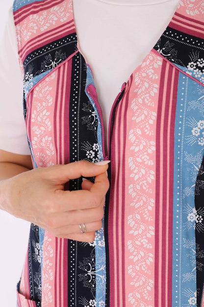 Reißverschluss Kittel RV Hauskleid Baumwolle Schürze Kochschürze