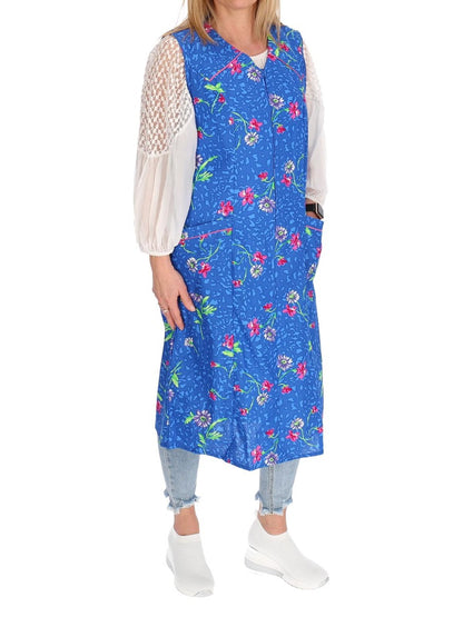 Reißverschluss Kittel RV Hauskleid Baumwolle Schürze Kochschürze