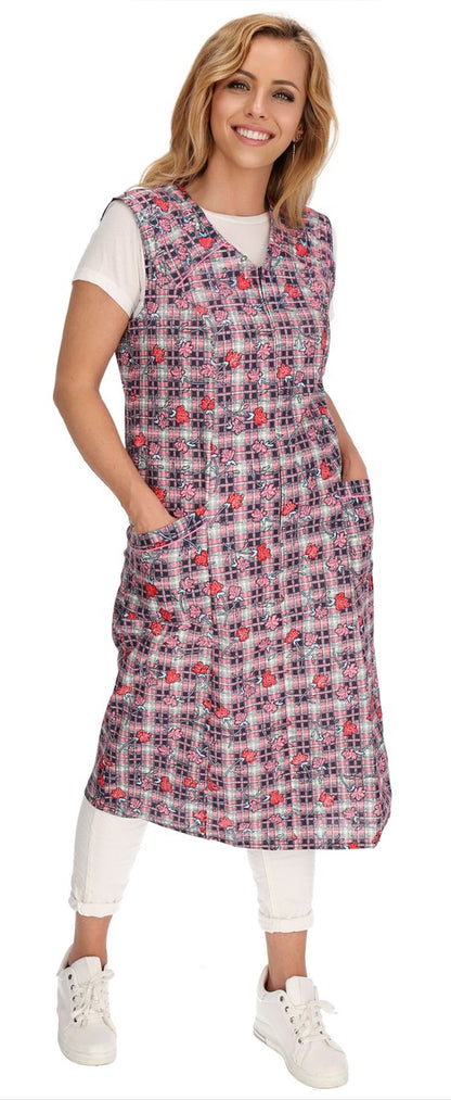 Reißverschluss Kittel RV Hauskleid Baumwolle Schürze Kochschürze