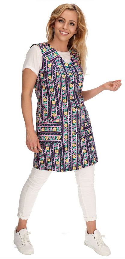7/8 tunic cotton colorful apron short sleeveless chef's apron