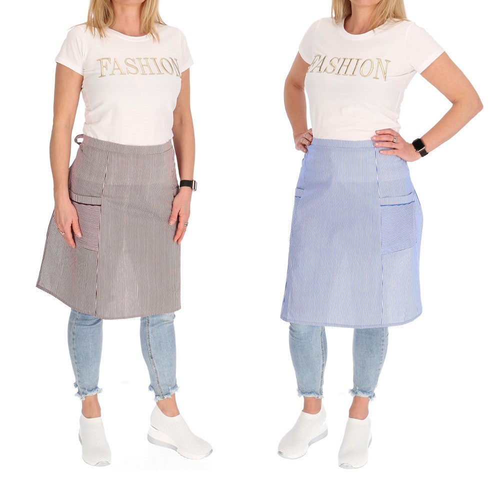 Apron Cotton Striped Pinny Half Apron Cooking Apron