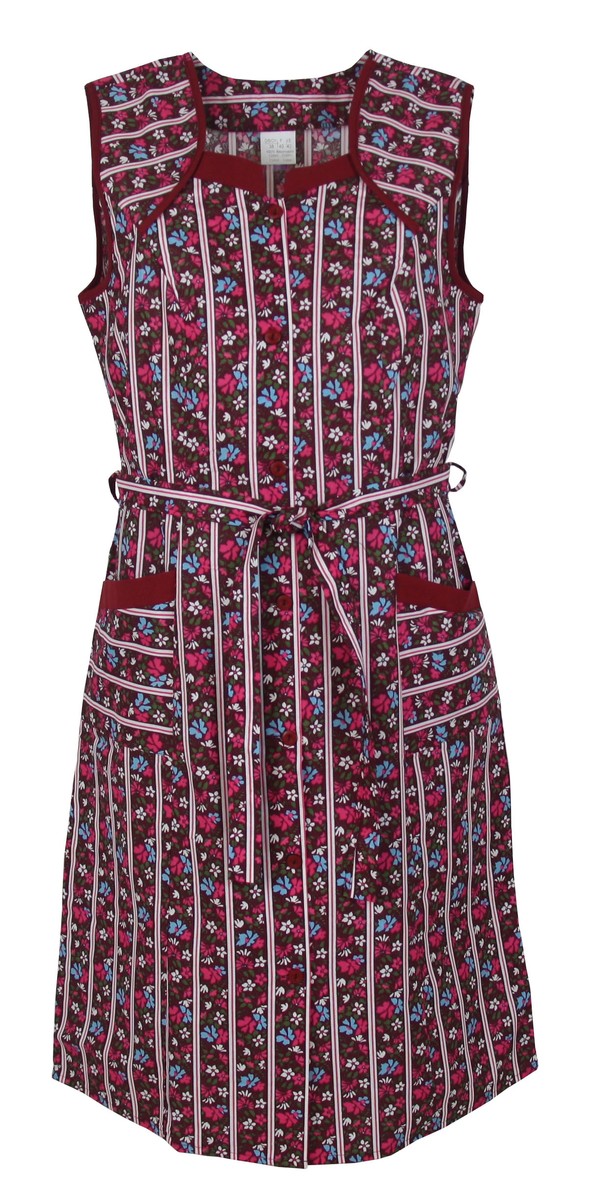 Women's smock with belt, cotton, sleeveless, smock apron, house dress