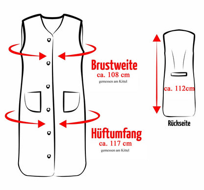 Damenkittel mit Gürtel Baumwolle ohne Arm Kittel Schürze Kittelschürze Hauskleid