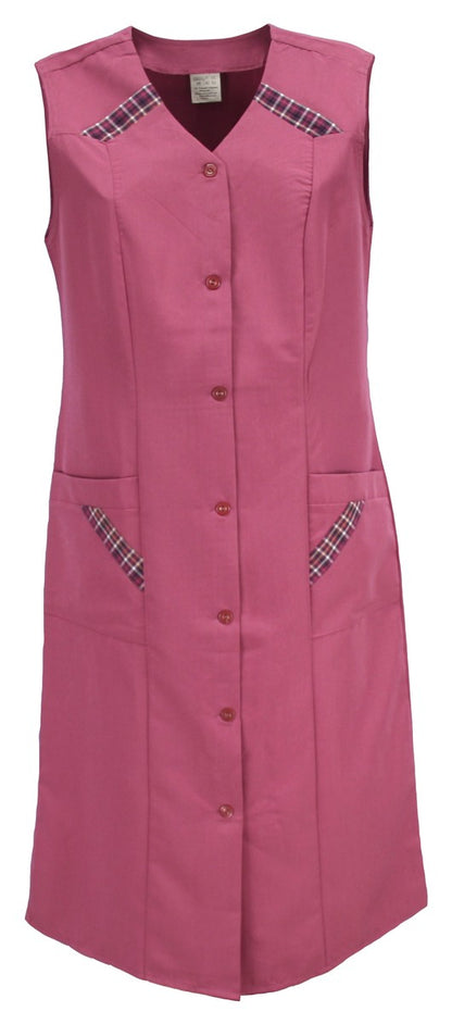 Women's fuchsia smock, size 56, sleeveless, chef's apron, smock, apron, button-front smock, house dress