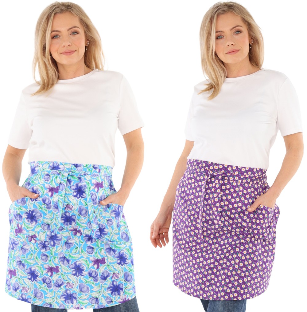 Half Apron Floral Cotton Bib Apron Cooking Apron