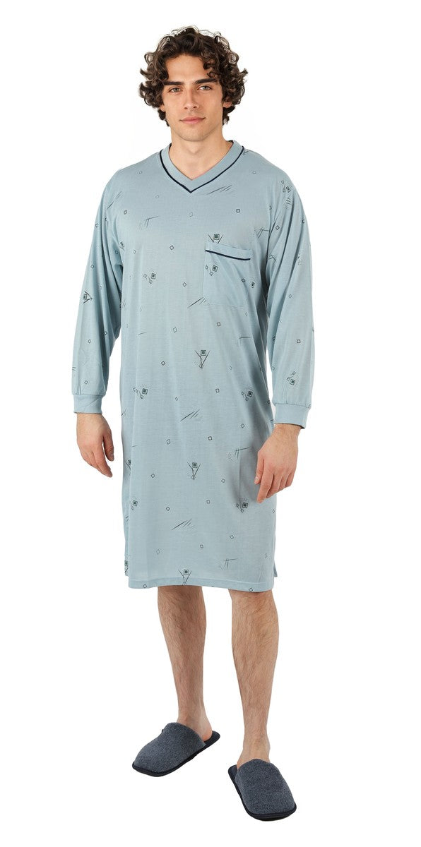 Men's Nightshirt Long Sleeve Nightgown Sleepwear