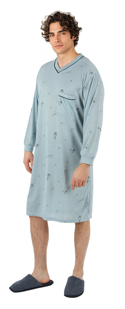 Men's Nightshirt Long Sleeve Nightgown Sleepwear
