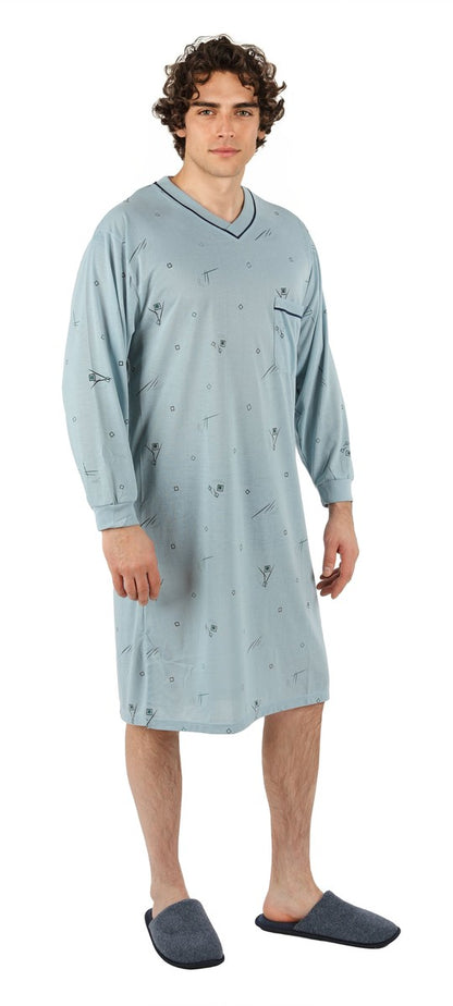 Men's Nightshirt Long Sleeve Nightgown Sleepwear