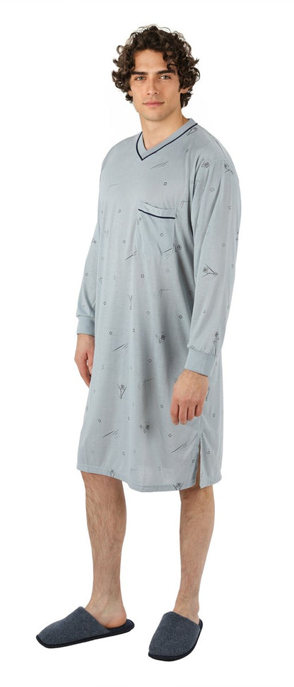 Men's Nightshirt Long Sleeve Nightgown Sleepwear