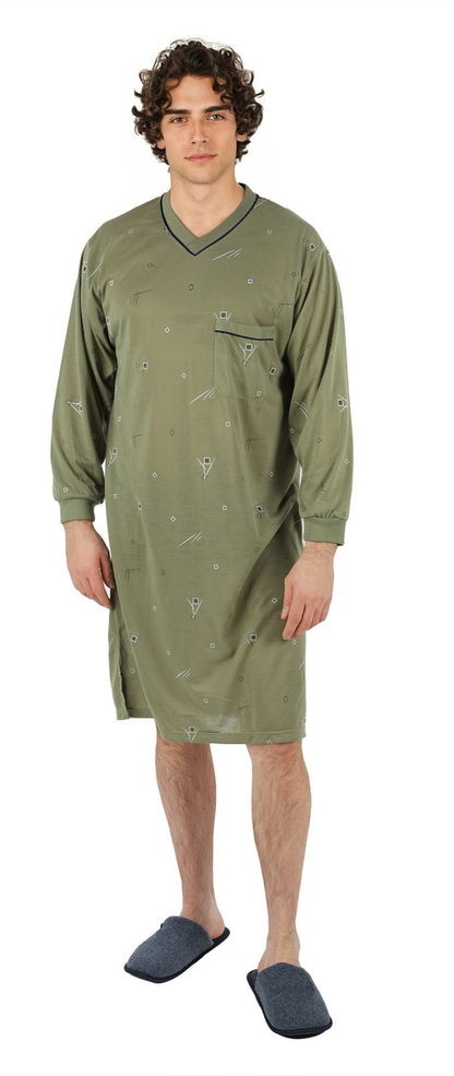 Men's Nightshirt Long Sleeve Nightgown Sleepwear