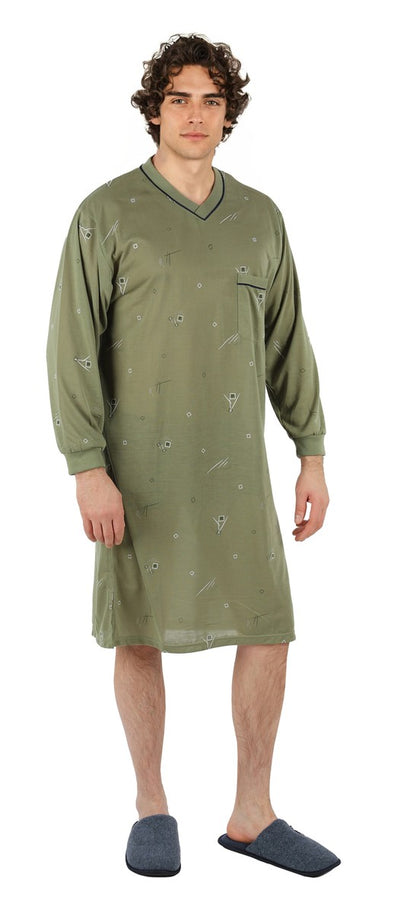 Men's Nightshirt Long Sleeve Nightgown Sleepwear