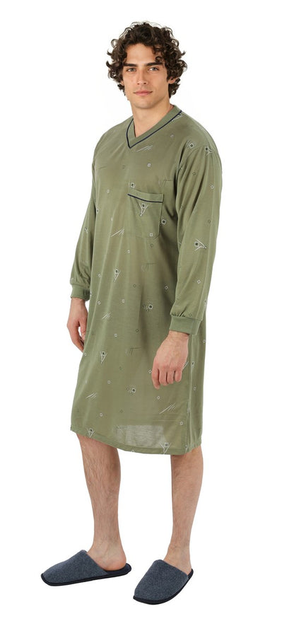 Men's Nightshirt Long Sleeve Nightgown Sleepwear