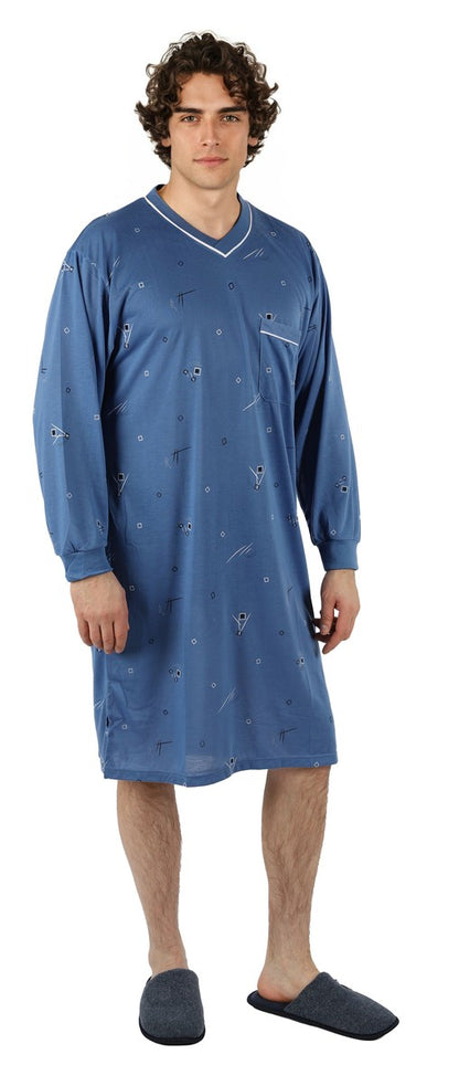 Men's Nightshirt Long Sleeve Nightgown Sleepwear