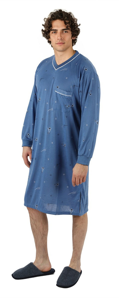 Men's Nightshirt Long Sleeve Nightgown Sleepwear