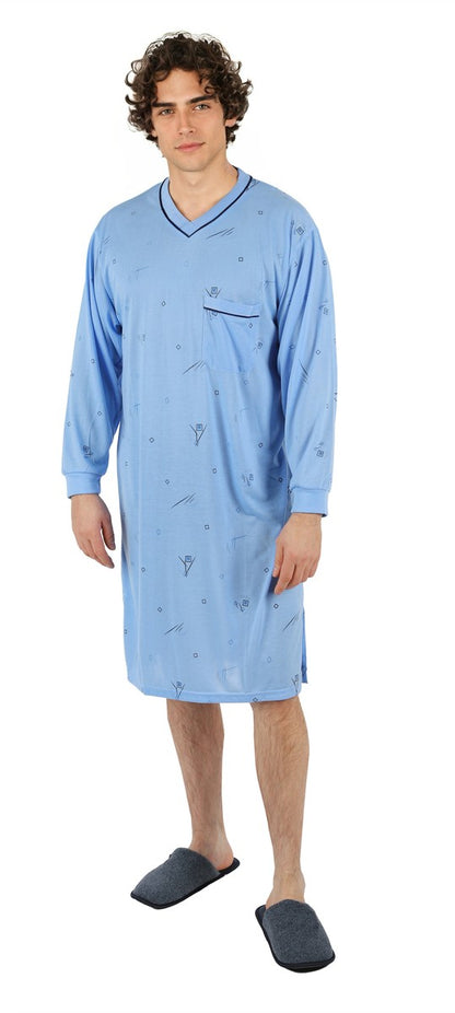 Men's Nightshirt Long Sleeve Nightgown Sleepwear